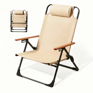Silla de Jardín Plegable de Metal, Económica, Portátil, para Acampar, Reclinable, Ajustable, para Exteriores - Product Image 1
