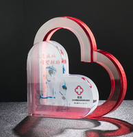 Cœur en cristal noble avec logo gravé personnalisé, trophée d'amour promotionnel, plaque d'attribution artisanale