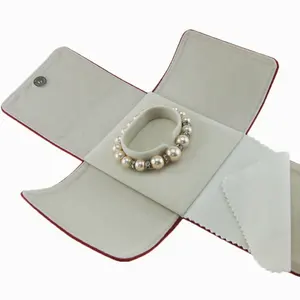 Red Suede Jewellery Bag Bracelet Packaging Bangle Pouch Bags Foldable Jewelry Box
