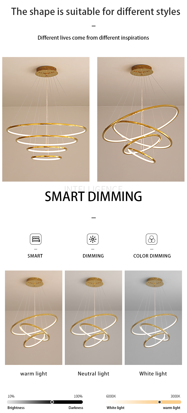 Modern Acrylic Led Circle Ring Ceiling Lamp Bedroom Surface Luxury Atmosphere Mounted drop round gold Ceiling Lights