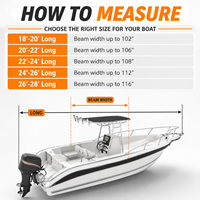 Housse de bateau remorquable à console centrale avec T-Top, double aération, anti-déchirure, coutures renforcées, imperméable et résistante aux UV