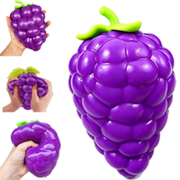 Jouet souple géant en forme de raisin, rempli de farine, taille Jambo, en TPR, fruit réaliste, boule anti-stress géante en forme de raisin pour soulager l'anxiété