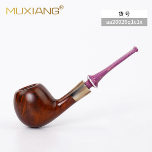 Muxiang Wooden Smoking Pipe Briarwood Freehand Handmade With Purple Mouthpiece Tobacco Pipe - Product Image 1