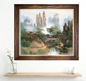 لوحة فنية من الحجر الرملي مصنوعة يدويًا للمناظر الطبيعية من Zhangjiajie مع قاعدة دعم قماشية لديكور المنزل والأعمال الفنية الزخرفة - Product Image 5
