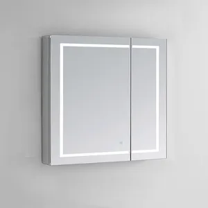 Çin tedarikçisi duvara monte çift kapı SS banyo Led aynalı dolap ilaç dolabı