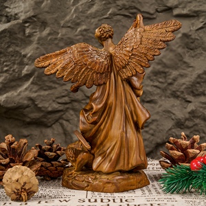 Estatua de Madera del Arcángel Miguel, Escultura <span class=keywords><strong>Redonda</strong></span> Completa, Ángel Guerrero de Boj que Derrota al Mal para la <span class=keywords><strong>Iglesia</strong></span> Cristiana y Decoración del Hogar - Product Image 3