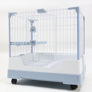 Modern Foldable Pet Cage Rectangle Steel Wire Frame Plastic Tray Base Horizontal Sliding Door Indoor Use for Dogs - Product Image 3