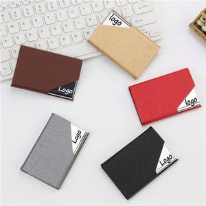Tarjetero Multiusos de Cuero PU y Acero Inoxidable, Estuche para Tarjetas de Visita Metálico con Logotipo Personalizado - Product Image 1