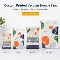 Sac de compression sous vide imprimé en gros, échantillon de motif mural réutilisable pour vêtements et literie, gain de place