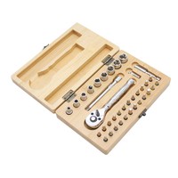 Prix de gros 37 pièces ensemble d'outils de douille de matériel en bambou boîte en bois mécanique Auto moto réparation Zhejiang fabricant