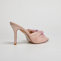 WETKISS OEM Custom Sext Peep Toe Twisted Mesh Rhinestone High Heel Slides Sparkly Crystal Stiletto Party Mules Women Slides