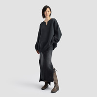 Pull col en V pour femme 100% Laine 12GG 910g, tricot lâche épais, chaud pour l'hiver