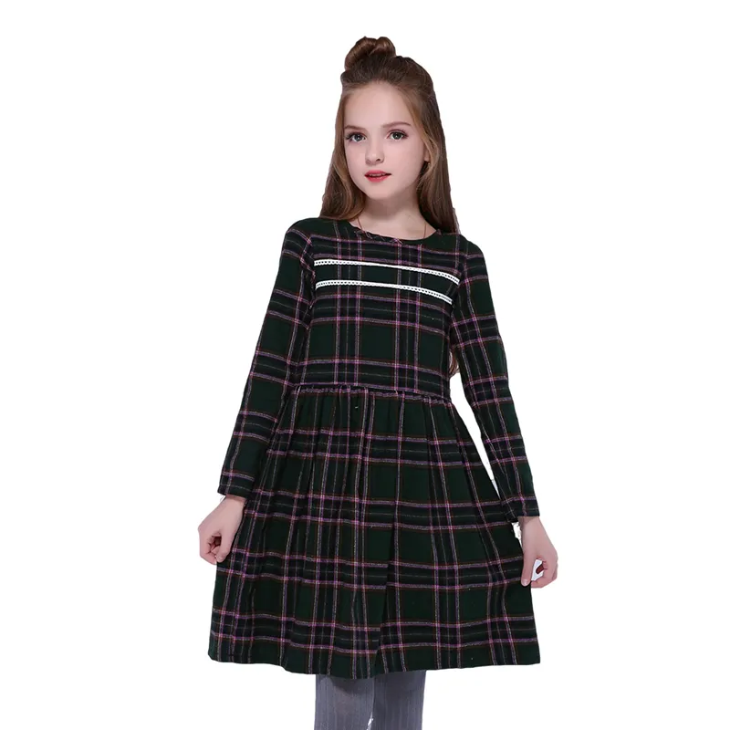 Детское кружевное платье Kseniya, клетчатое платье для девочек с длинным рукавом, распродажа, для вечеринки, причастия, школы, торжества