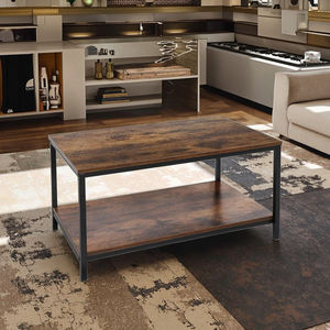 लिविंग रूम सेंटर टेबल कॉफी नेस्टिंग टेबल कॉफी नेस्टिंग टेबल लकड़ी के शीर्ष धातु फ्रेम कॉफी चाय डेस्क - Product Image 4