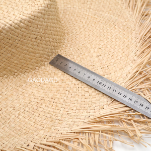 D D بيع بالجملة بسيطة وأنيقة سومبريرو محبوك يدويا الرافية القش قبعة جديلة مع حافة الخام للنساء - Product Image 5
