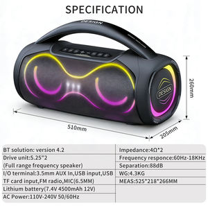 Altavoz Portátil Doble de 5 Pulgadas para Fiestas con Luces LED, Micrófono Inalámbrico y con Cable, Bluetooth, FM, USB Recargable - Product Image 5