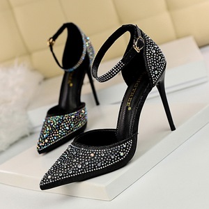 Zapatos Mujer Tacon Pumps Design Crystal Rhinestone <b>Glitter</b> Sandals Ladies Pointed Toe Heels for Women Dress Shoes - Product Image 4