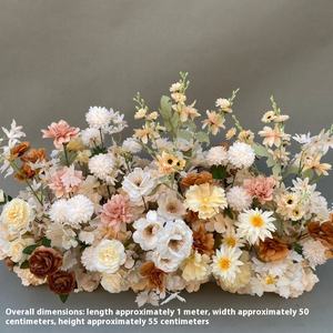 Caramel autunno matrimonio grande composizione floreale di seta artificiale decorazione di fiori per il corridoio di caffè sfondo di nozze - Product Image 3