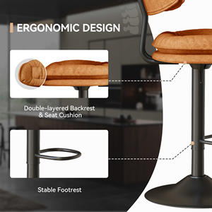 Tabourets de bar pivotants à double couche réglables, ergonomiques, en métal moderne, rembourrés, pour une utilisation en extérieur et en salle à manger - Product Image 3