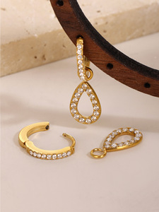 YF6305 Nuovi <span class=keywords><strong>Orecchini</strong></span> da Donna alla Moda in Acciaio Inossidabile Placcato Oro 18k con Pendente Geometrico a Farfalla e Fulmine con Zirconi - Product Image 5