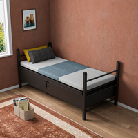 Lit simple en métal élégant et moderne avec tiroirs de rangement pour dortoirs et petites pièces scolaires
