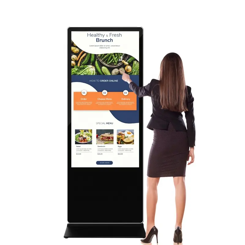 공장 사용자 정의 스탠드 터치 스크린 바닥 스탠드 숫자 간판 화면 광고 디지털 간판 및 디스플레이