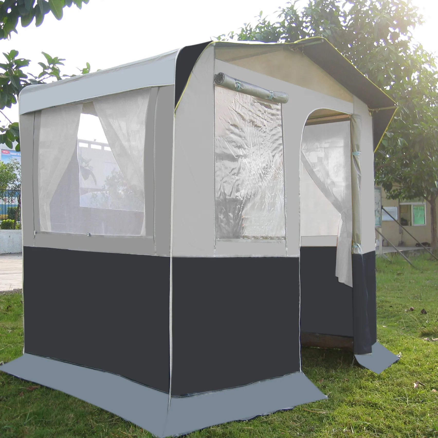 Outdoor Camping Waterproof Portable Folding Family Trailer PVC Korea kitchen tent