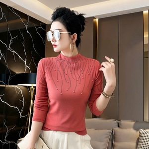 Solid Color Mesh Long-Sleeved T-Shirt 2026 Summer All-Match Small Shirt Simple Casual Wear Western Style Hot Drilling Top - Product Image 4