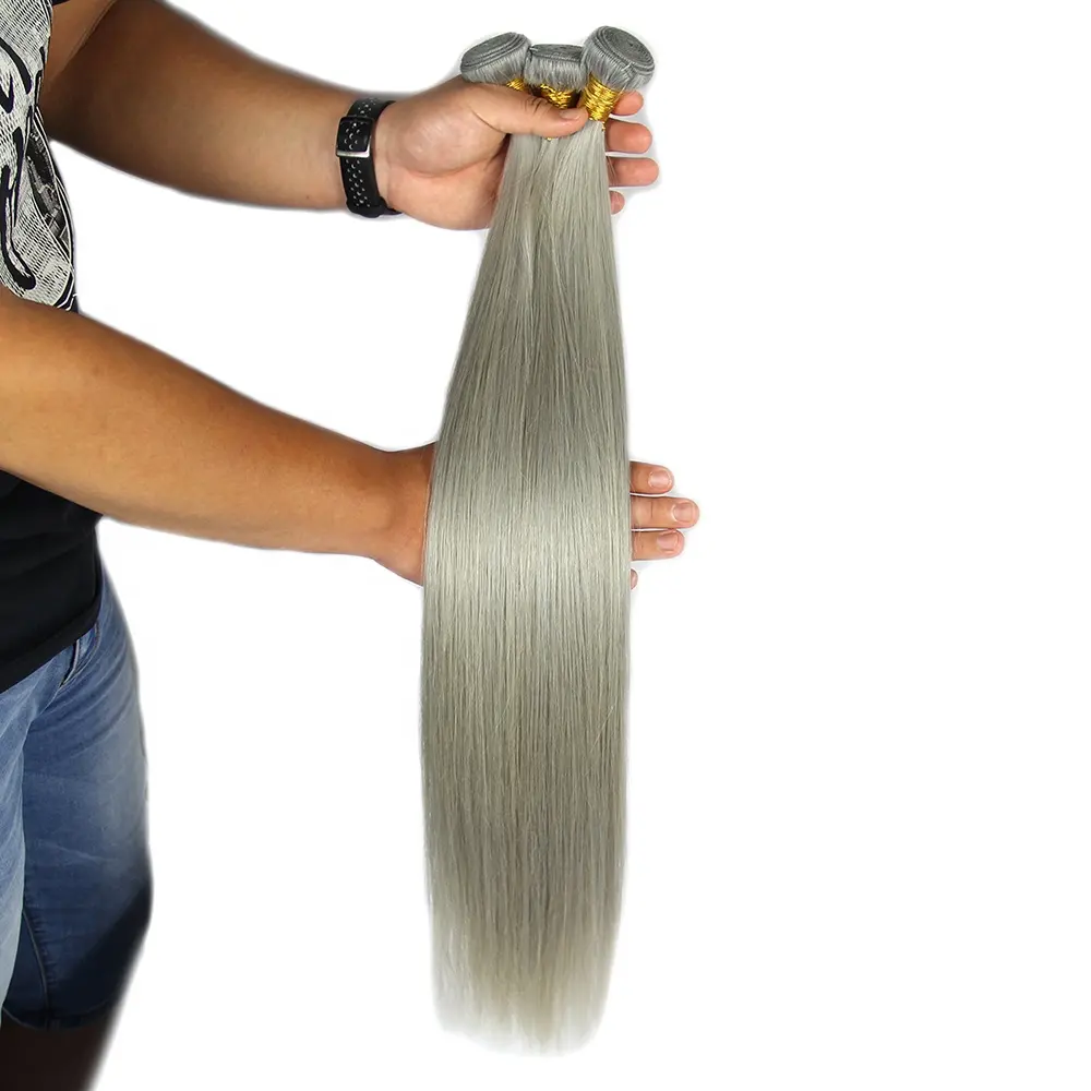 Fast shipping large stock grey color hair weave, Brazilian braiding hair bundles remy virgin human hair