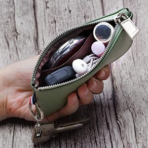 Thin <b>Wallet</b> for Women, Dual Rings Change Minimalist Vegan Leather Women's Zipper Coin Purse with Large Capacity - Product Image 5