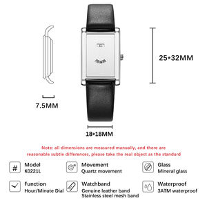 Jam Tangan Quartz Mewah Persegi untuk Pria Wanita Unisex Logo Kustom Mesin Jepang PC21 Minimalis Persegi Panjang Bahan Alloy - Product Image 2