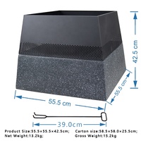 Foyer rectangulaire pour le camping et le jardin, support MGO avec découpe laser, foyer en métal, vente en gros