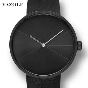 YAZOLE 520 de moda de marca de diseño Simple 2 pantalla hombre reloj correa de cuero negocios impermeable de los hombres relojes de pulsera de cuarzo