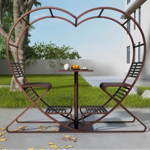 Ensemble de table et de chaises pour couple en plein air, meubles de <span class=keywords><strong>bistrot</strong></span> en métal en forme de cœur pour jardin, patio, hôtel, complexe hôtelier - Product Image 3