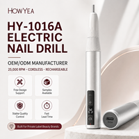 Stylo perceuse à ongles électrique sans fil HOWYEA 25000 tr/min, rechargeable, portable, lime à ongles pour manucure et pédicure, affichage LED, kit d'outils de salon