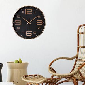Logo personalizzato 30cm orologio da parete mono volto moderno Art Deco oro nero analogico per uso cucina decorazione in aula scuola a casa ufficio - Product Image 4