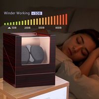Boîtier de remontoir de montre automatique de luxe MINEESI avec logo personnalisé, finition brillante, double rotation, en MDF et daim, résistant aux chocs et à l'eau