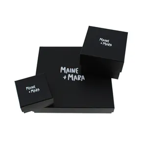 Boîtes cadeaux d'expédition en carton pliant de luxe réutilisables avec logo personnalisé noir mat avec couvercle faveurs de mariage bougie