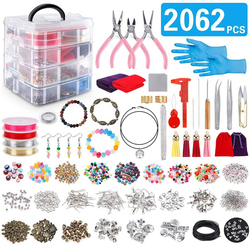 Kit de matériaux de bijouterie INTODIY 2062 pièces, accessoires de pince, ensemble complet, perles de verre colorées créatives, outils de fabrication faits à la main, boîte - Product Image 6