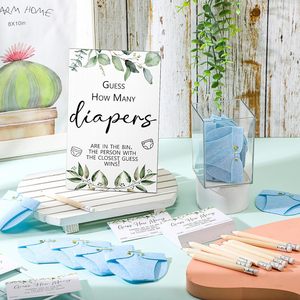Carino in feltro pannolino per sesso per festa <span class=keywords><strong>Baby</strong></span> <span class=keywords><strong>Shower</strong></span> Set regalo gioco divertente in legno sporco segno di gioco per pannolini con Mini pannolini