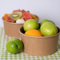 Papier Kom Met Fruit Salade Mockup Papier Slakom Milieuvriendelijke Print Aangepaste Logo Salade Craft Kom Afhaalmaaltijden Doos