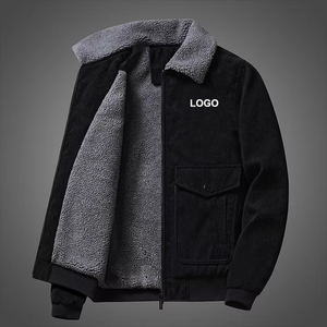 Chaqueta de manga larga con forro polar de cordero para hombre, chaqueta con logotipo personalizado, chaqueta informal de pana Vintage para hombre, abrigo de invierno - Product Image 3