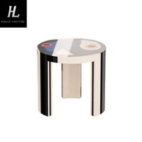 Table basse ronde en bois massif de design italien, table basse de salon de luxe haut de gamme