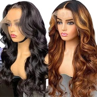 Perrque Complète Naturelle sans Colle de 30-40 Pouces en Cheveux Humains, Dentelle HD Suisse Transparente, Vendeurs Brésiliens 100% Cheveux Humains Ondulés Body Wave Lace Front Wig