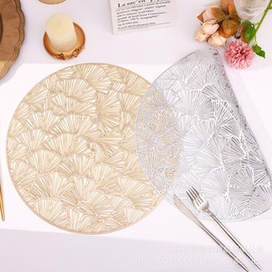 Napperons et <span class=keywords><strong>tapis</strong></span> ronds en PVC feuille d'or 38 cm, directement de l'usine, en vinyle pressé, lavables et imperméables pour la décoration de table à manger - Product Image 5