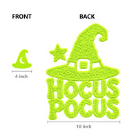 Ensemble complet de chapeaux de sorcière personnalisés avec logo, patch en chenille vert néon, appliqué thermocollant pour costume d'Halloween par EYD