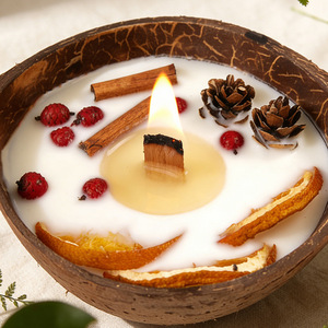 Velas Aromáticas Lebao <span class=keywords><strong>de</strong></span> Cáscara <span class=keywords><strong>de</strong></span> Coco con Flores Secas, Fragancia Fresca y Ligera, Adornos <span class=keywords><strong>de</strong></span> Velas <span class=keywords><strong>para</strong></span> Dormitorio, Aroma a Frutas - Product Image 3