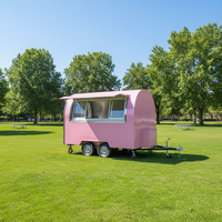 Camion de restauration mobile avec cuisinière et tables intégrées, en aluminium, pour la vente de café et de repas rapides