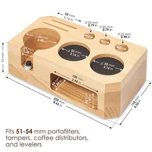 Wood Coffee Tamper Station Fits Portafilters Tampers Coffee Distributors And Levelers Suit For 54mm Accessories