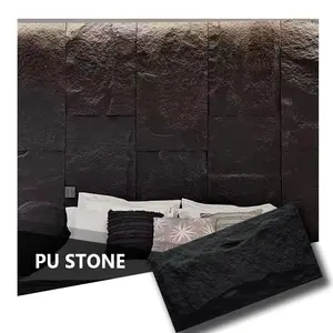 Oem Factory 1200*600mm 3d Poliuretano Pu Rock Cultura Material Fluindo Folha De Pedra Painel De Parede Fino Folheado Preço